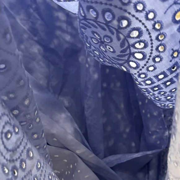 H&M Strapless Babydoll Midi Eyelet Dress in Soft Blue NWT S - Picture 5 of 9